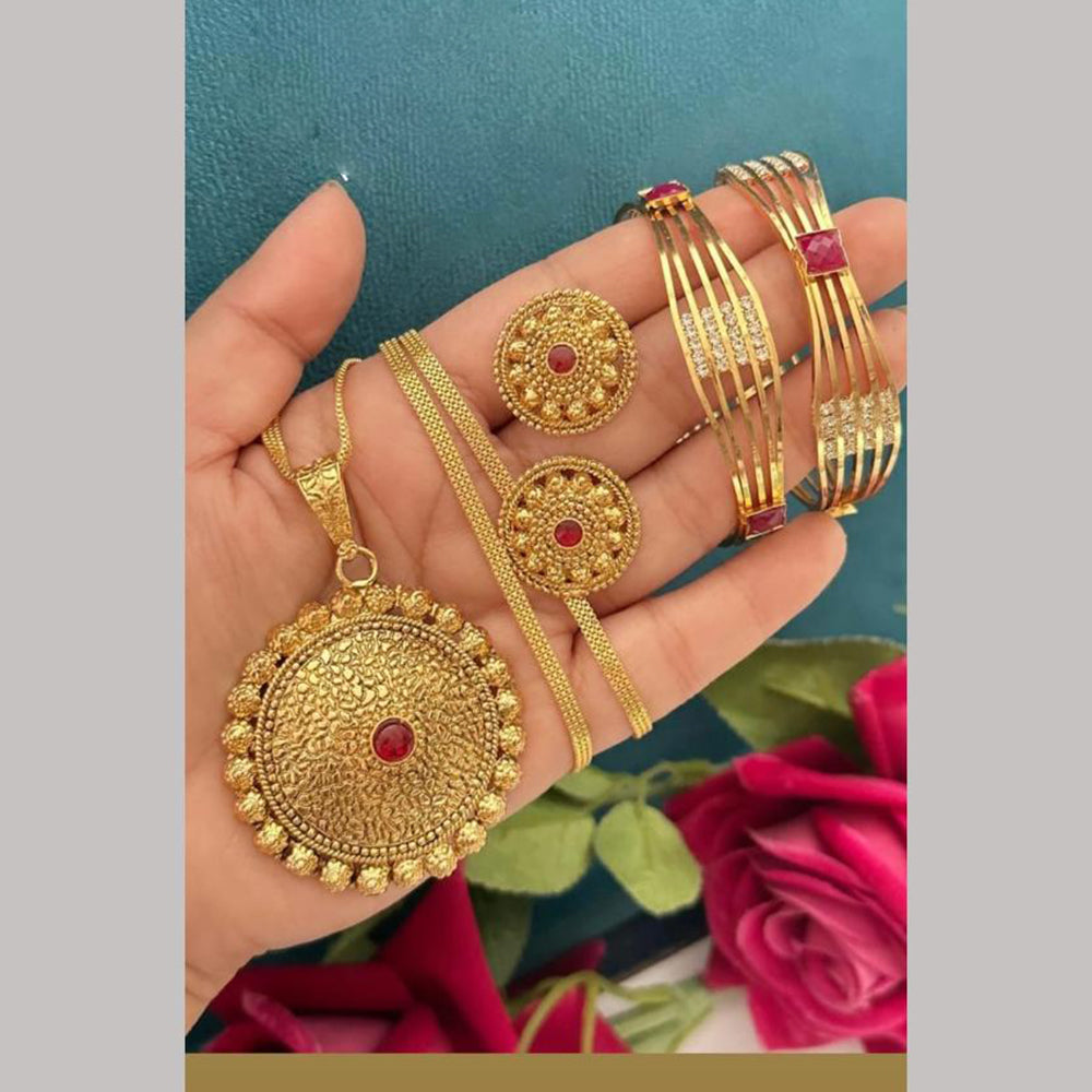 FS Collection Gold Plated Pota Stone Jewelry Combo
