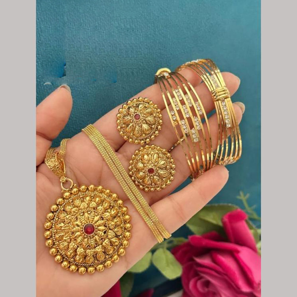 FS Collection Gold Plated Pota Stone Jewelry Combo