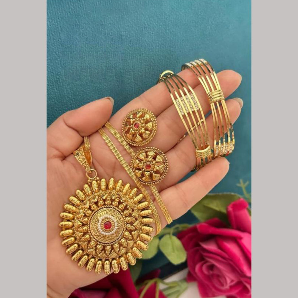 FS Collection Gold Plated Pota Stone Jewelry Combo