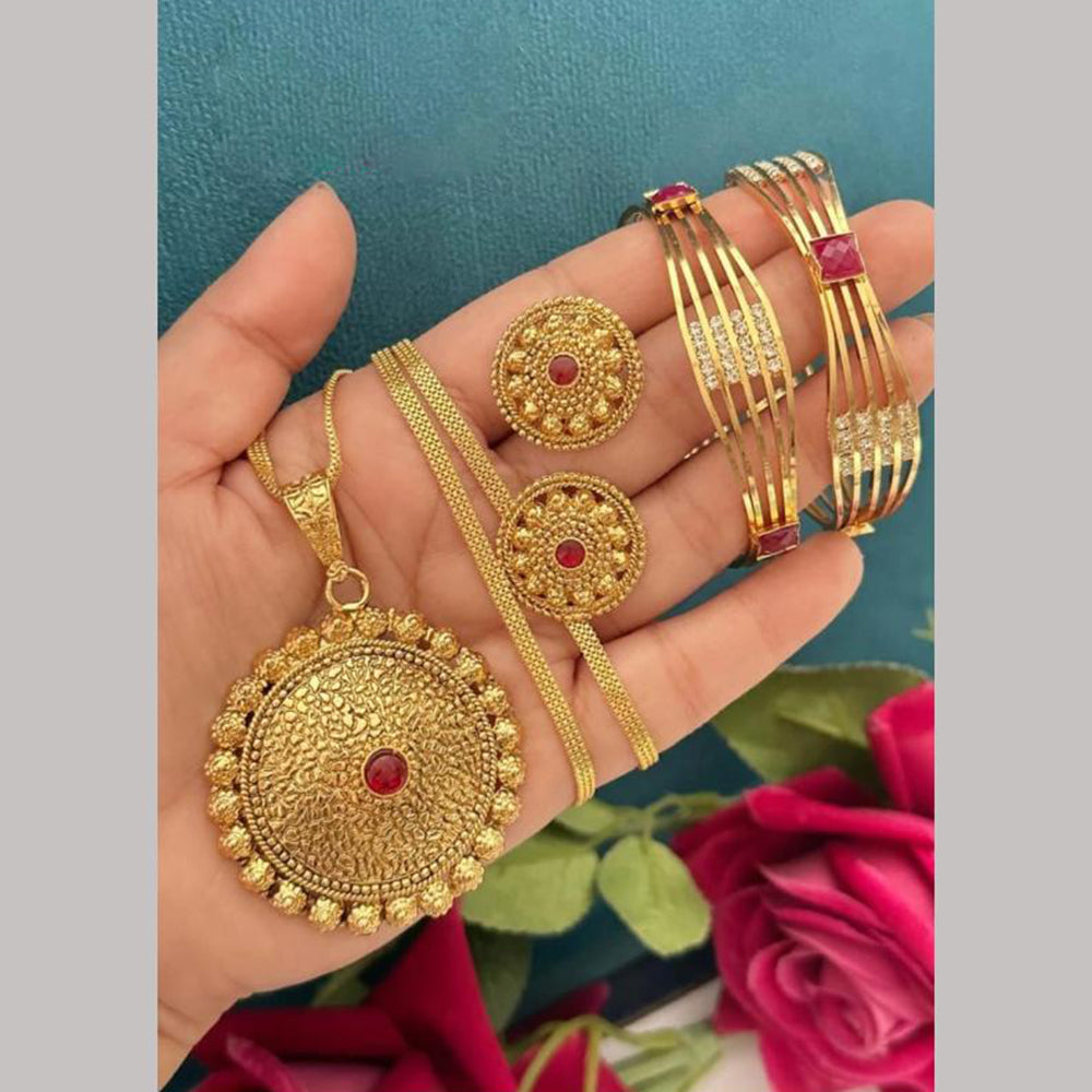 FS Collection Gold Plated Pota Stone Jewelry Combo