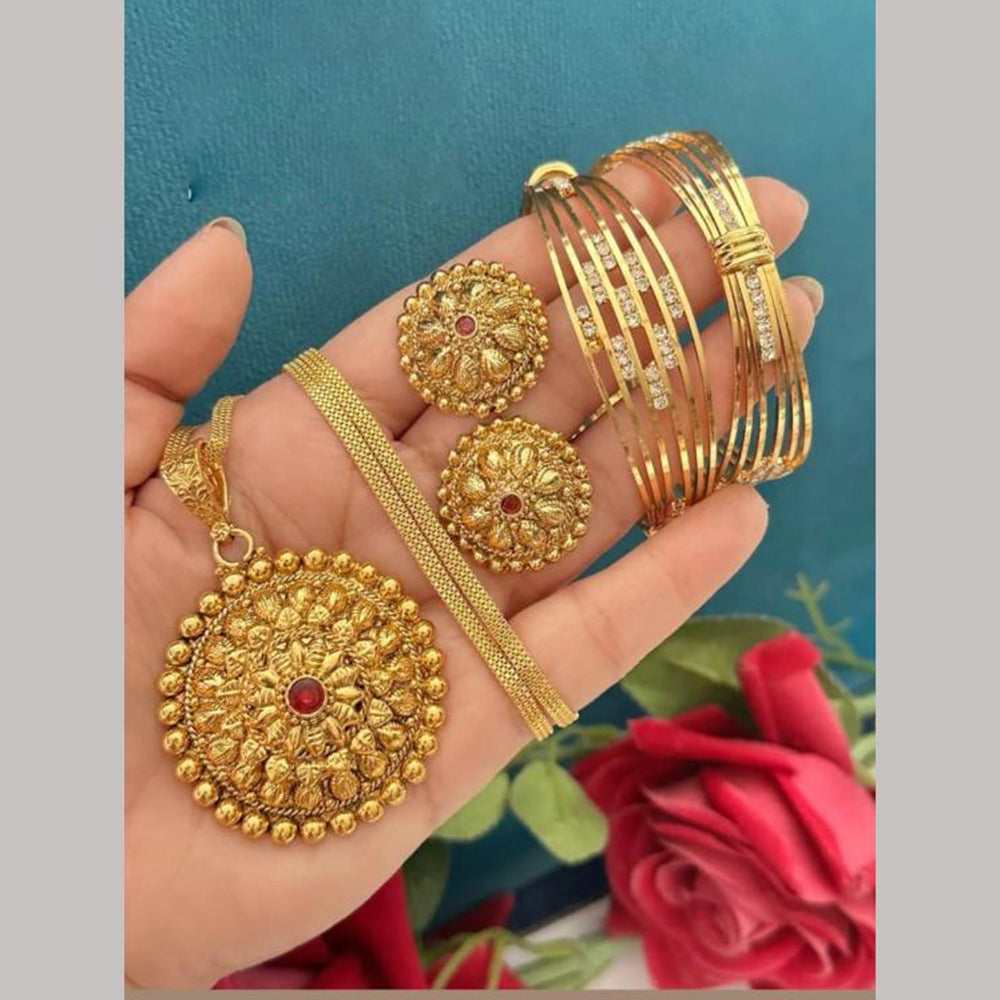 FS Collection Gold Plated Pota Stone Jewelry Combo