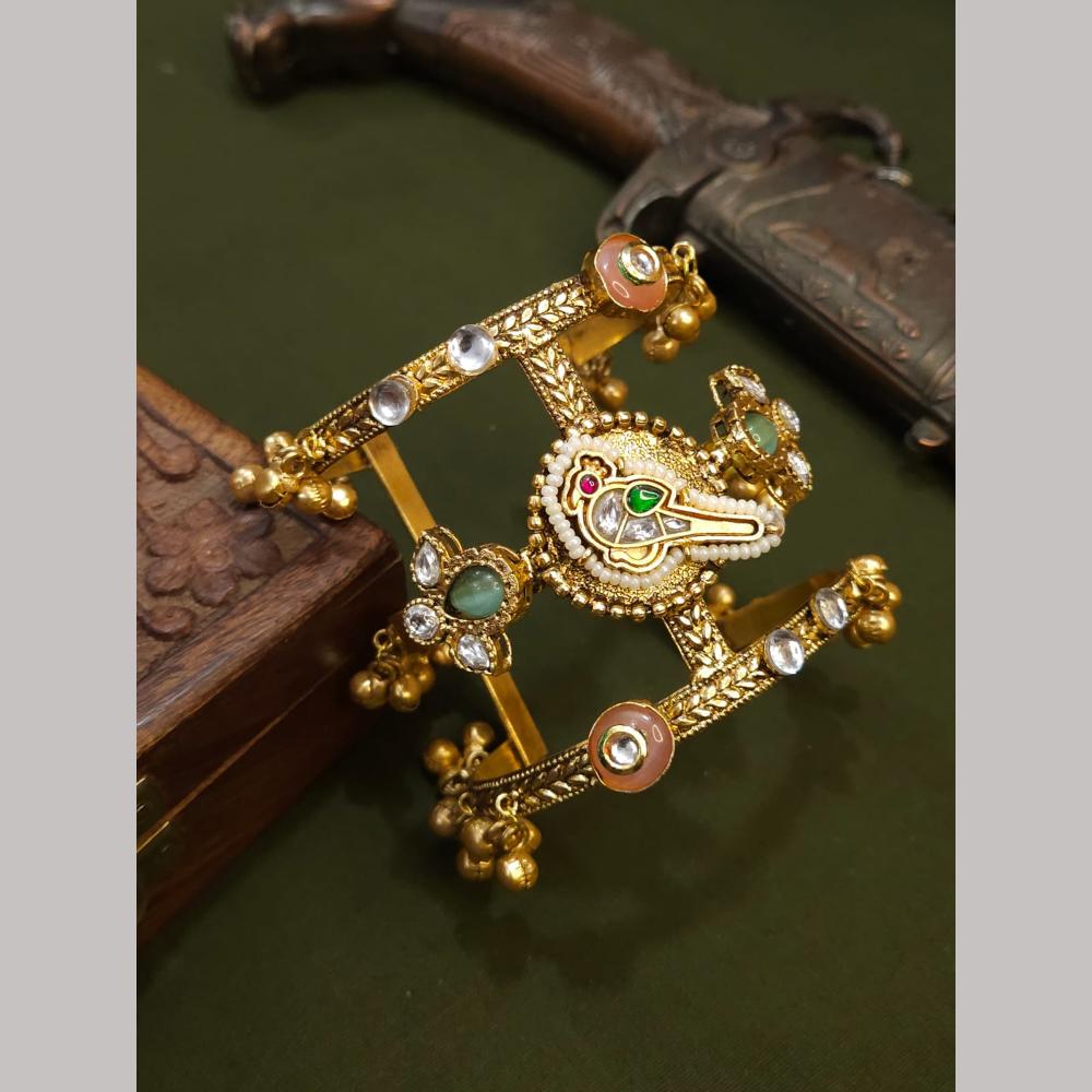 FS Collection Gold Plated Traditional Bracelet With Pota Stones