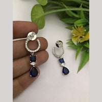 FS Collection Silver-Plated Dangler Earrings with Sparkling American Diamonds