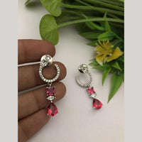 FS Collection Silver-Plated Dangler Earrings with Sparkling American Diamonds