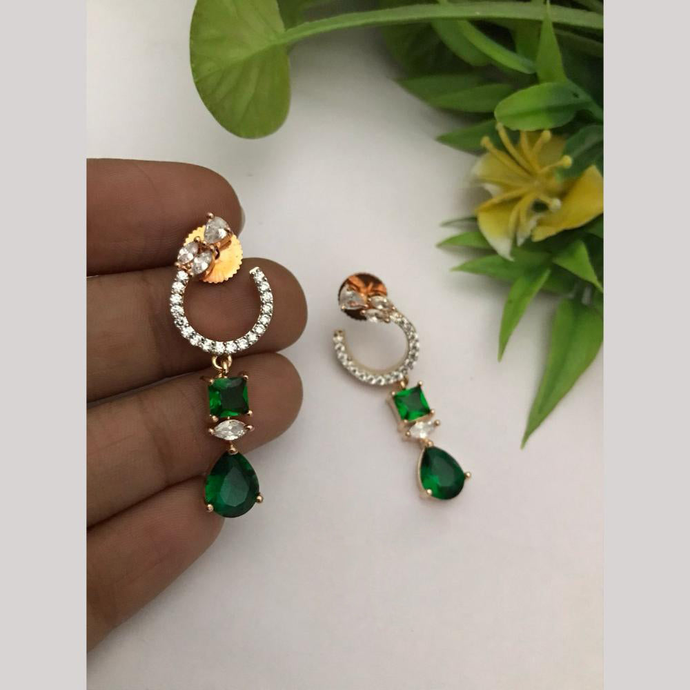 FS Collection Glamorous Gold-Plated with Brilliant American Diamonds Dangler Earrings