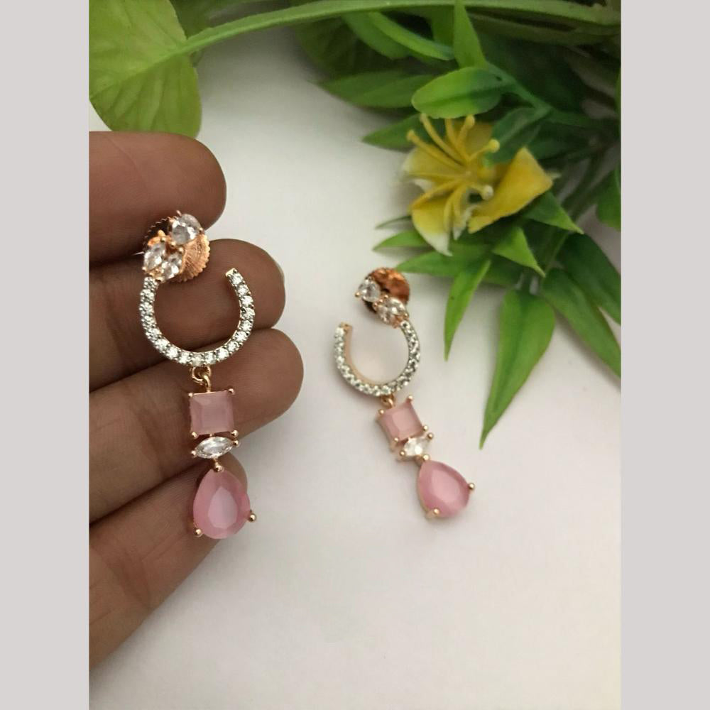 FS Collection Glamorous Gold-Plated with Brilliant American Diamonds Dangler Earrings