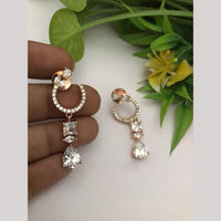 FS Collection Glamorous Gold-Plated with Brilliant American Diamonds Dangler Earrings