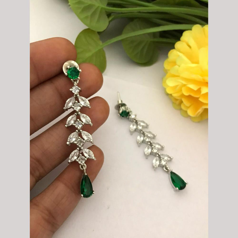 FS Collection Designer Silver-Plated American Diamonds Dangler Earrings