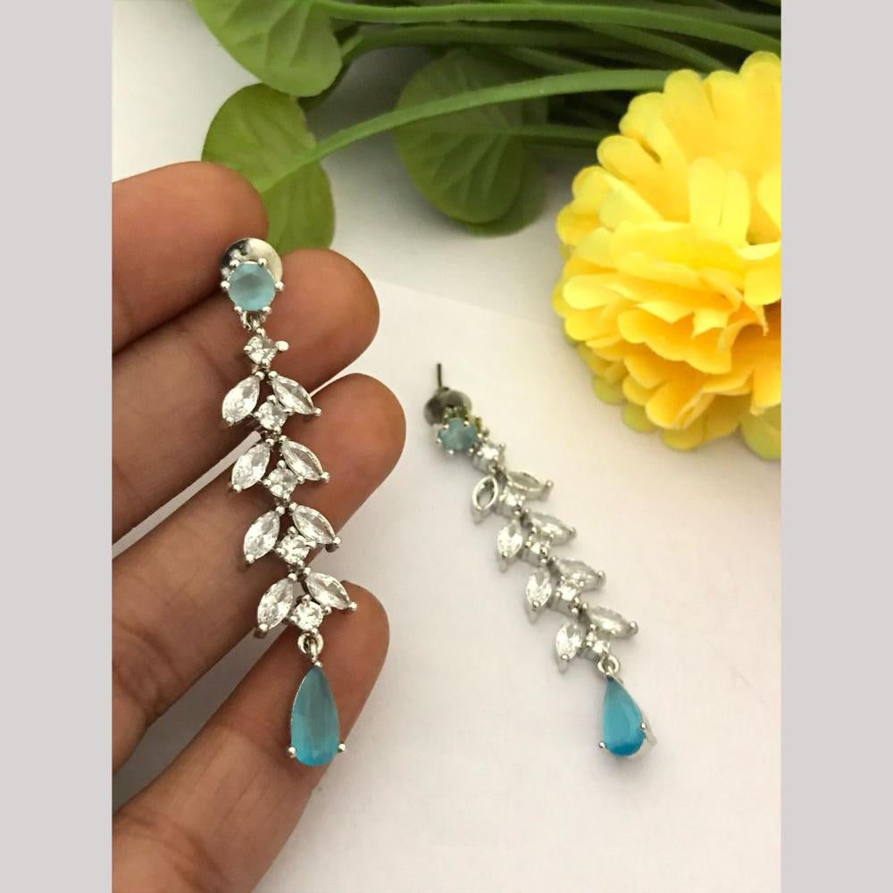FS Collection Designer Silver-Plated American Diamonds Dangler Earrings