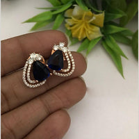 FS Collection Rose Gold Plated American Diamond Elegant Sparkle Stud Earrings