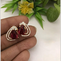 FS Collection Rose Gold Plated American Diamond Elegant Sparkle Stud Earrings