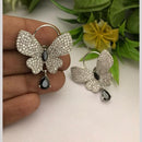 FS Collection Designer Silver-Plated Butterfly American Diamonds Dangler Earrings