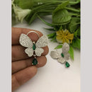 FS Collection Designer Silver-Plated Butterfly American Diamonds Dangler Earrings