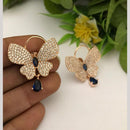 FS Collection Designer Rose Gold Plated Butterfly American Diamonds Dangler Earrings