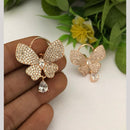 FS Collection Designer Rose Gold Plated Butterfly American Diamonds Dangler Earrings