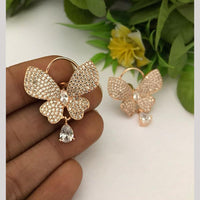 FS Collection Designer Rose Gold Plated Butterfly American Diamonds Dangler Earrings