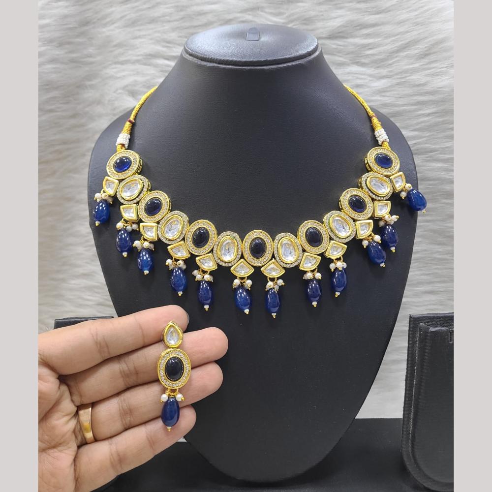 FS Collection Luxury Gold Plated Necklace Set with Sparkling Crystals & Beads