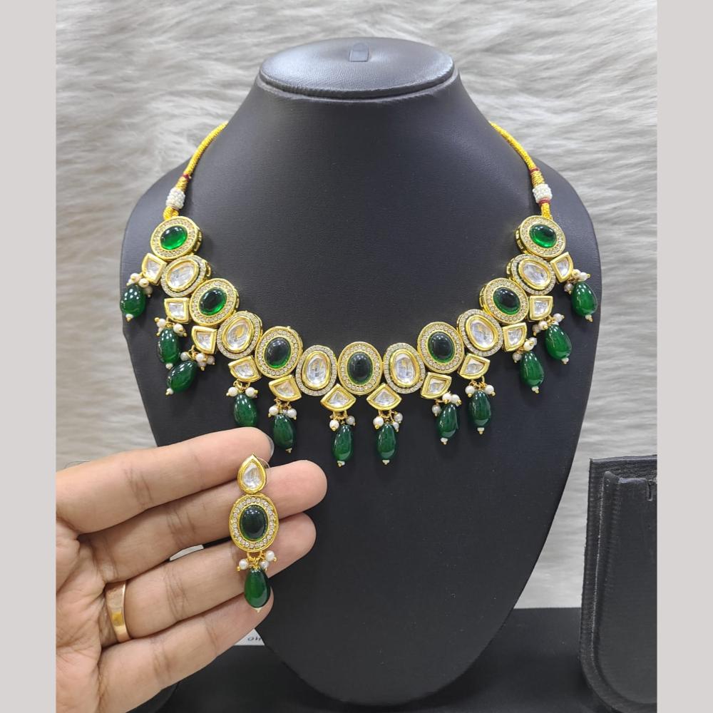 FS Collection Luxury Gold Plated Necklace Set with Sparkling Crystals & Beads