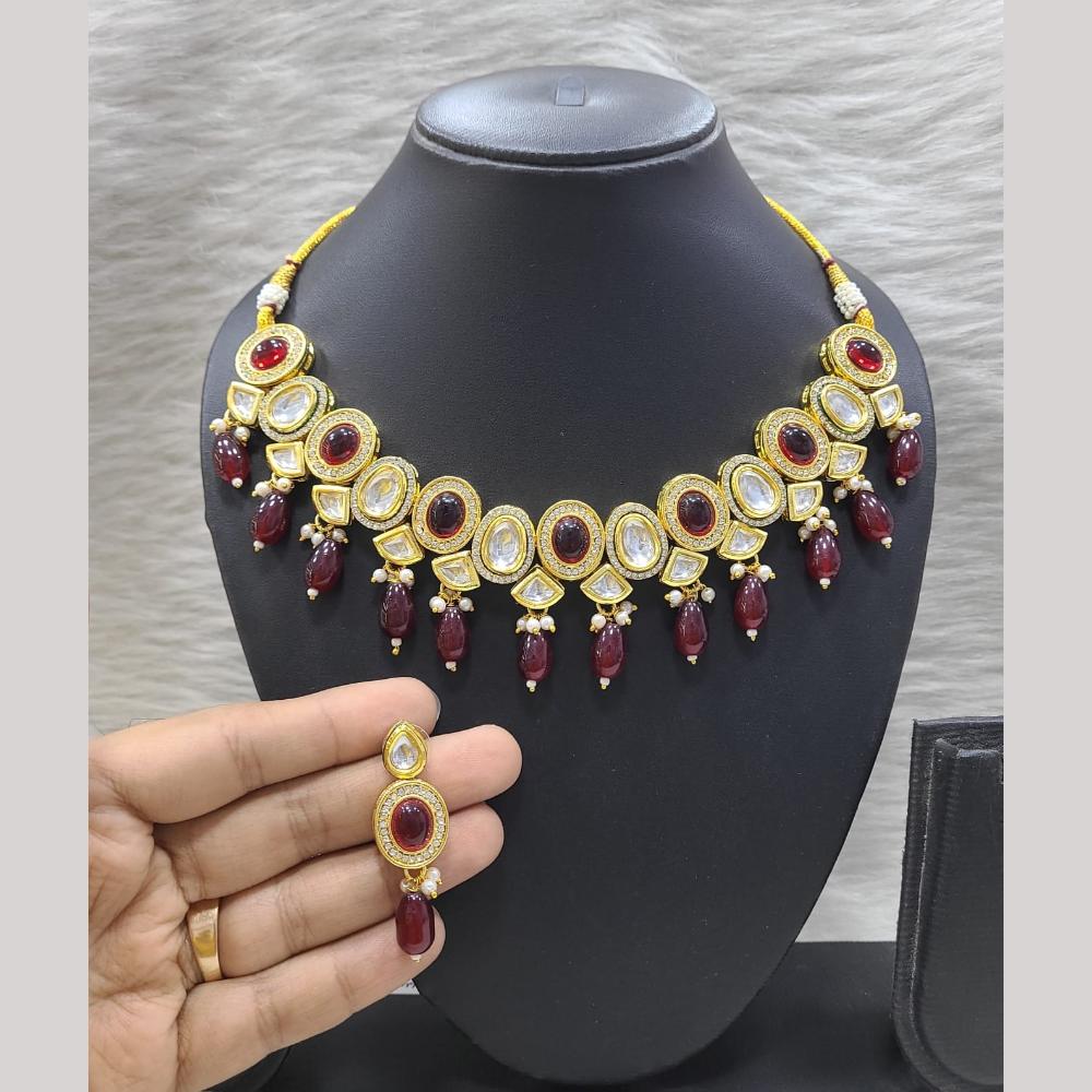 FS Collection Luxury Gold Plated Necklace Set with Sparkling Crystals & Beads
