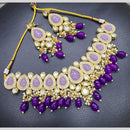 FS Collection Elegant  Gold Plated Kundan and Beads for Timeless Charm Necklace Set