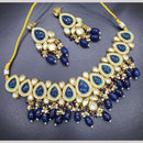FS Collection Elegant  Gold Plated Kundan and Beads for Timeless Charm Necklace Set