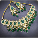 FS Collection Elegant  Gold Plated Kundan and Beads for Timeless Charm Necklace Set