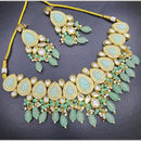 FS Collection Elegant  Gold Plated Kundan and Beads for Timeless Charm Necklace Set