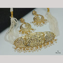 FS Collection Stunning Gold Plated Choker Necklace Set with Austrian Stones & Pearls