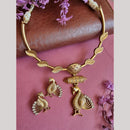 FS Collection Elegant Gold Plated Pota Peacock Necklace Set