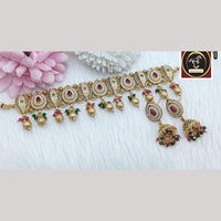 FS Collection Timeless Gold Plated Pota and Pearls Choker Necklace Set