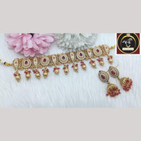 FS Collection Timeless Gold Plated Pota and Pearls Choker Necklace Set