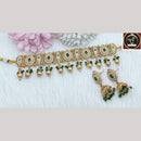 FS Collection Timeless Gold Plated Pota and Pearls Choker Necklace Set