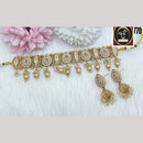 FS Collection Timeless Gold Plated Pota and Pearls Choker Necklace Set