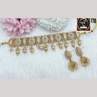 FS Collection Timeless Gold Plated Pota and Pearls Choker Necklace Set