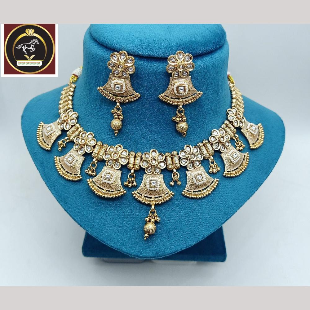 FS Collection Women's Gold Plated Crystal Necklace Set