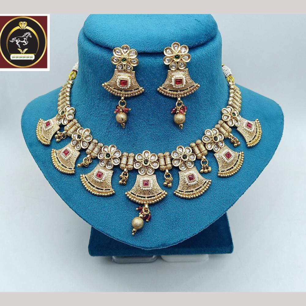 FS Collection Women's Gold Plated Crystal Necklace Set