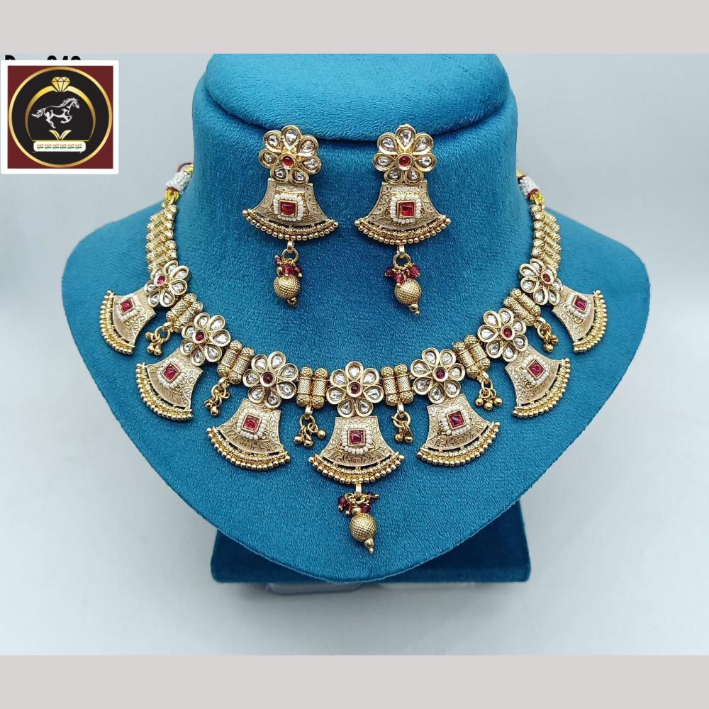 FS Collection Women's Gold Plated Crystal Necklace Set