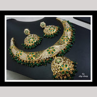 FS Collection Royal Gold Plated Necklace Set with Pota Beads and Pearls