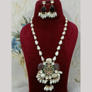FS Collection Elegant Gold Plated Multi-Color Crystal and Mother of Pearls Long Necklace Set