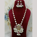 FS Collection Elegant Gold Plated Multi-Color Crystal and Mother of Pearls Long Necklace Set