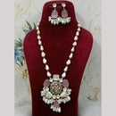 FS Collection Elegant Gold Plated Multi-Color Crystal and Mother of Pearls Long Necklace Set