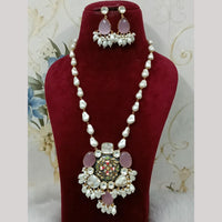 FS Collection Elegant Gold Plated Multi-Color Crystal and Mother of Pearls Long Necklace Set