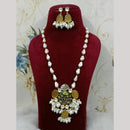 FS Collection Elegant Gold Plated Multi-Color Crystal and Mother of Pearls Long Necklace Set