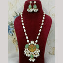 FS Collection Elegant Gold Plated Multi-Color Crystal and Mother of Pearls Long Necklace Set