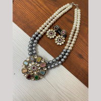 FS Collection 2 Tone Plated Kundan with Colorful Accents Necklace Set