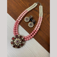 FS Collection 2 Tone Plated Kundan with Colorful Accents Necklace Set