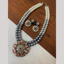 FS Collection 2 Tone Plated Kundan with Colorful Accents Necklace Set