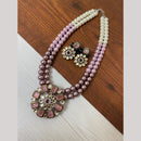FS Collection 2 Tone Plated Kundan with Colorful Accents Necklace Set