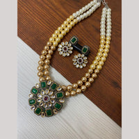 FS Collection 2 Tone Plated Kundan with Colorful Accents Necklace Set