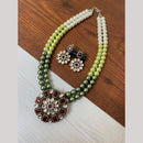 FS Collection 2 Tone Plated Kundan with Colorful Accents Necklace Set
